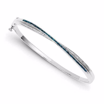 QDX1209 White Night Sterling Silver Blue and White Diamond Bangle