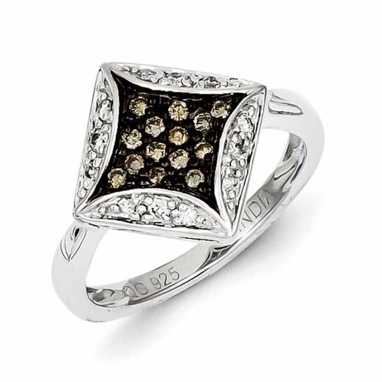 QR5132-7 White Night Sterling Silver Champagne Diamond & Diamond Shape Ring