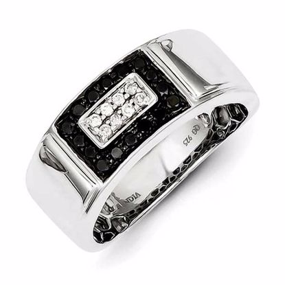 QR5495-11 Closeouts Sterling Silver Black & White Diamond Men's Ring