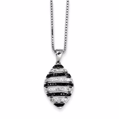 QP3846 Closeouts Sterling Silver Black and White Diamond Pendant