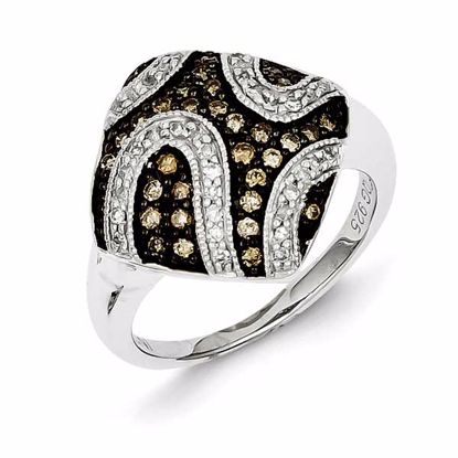 QR5133-7 White Night Sterling Silver Champagne Diamond & Diamond Shape Ring