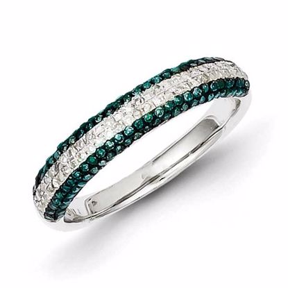 QR5186-8 White Night Sterling Silver Blue and White Diamond Band Ring