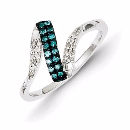 QR5206-8 White Night Sterling Silver Blue & White Diamond Swirl Ring