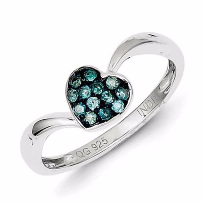 QR5171-7 White Night Sterling Silver Blue Diamond Small Heart Ring