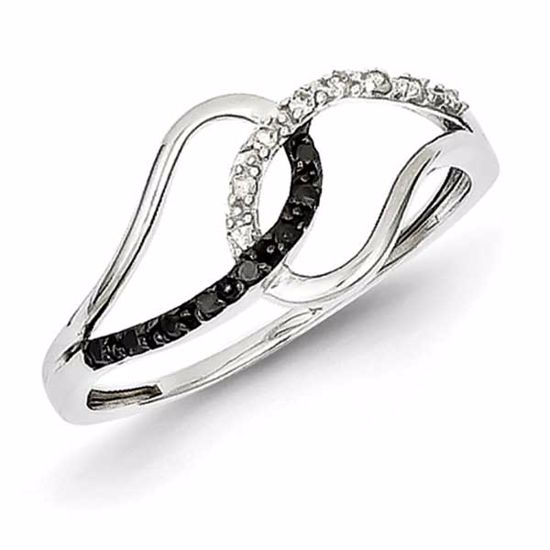 QR3344-8 White Night Sterling Silver Black & White Diamond Ring