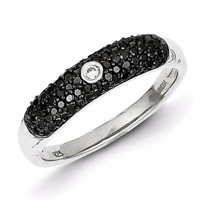 QR3299-8 Closeouts Sterling Silver Black and White Diamond Dome Band