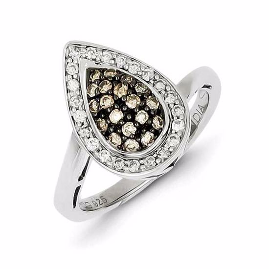 QR5134-7 White Night Sterling Silver Champagne Diamond Marquise Ring