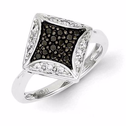 QR5389-7 White Night Sterling Silver Black & White Diamond Ring