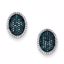 QE10758 White Night Sterling Silver Blue and White Diamond Oval Post Earrings