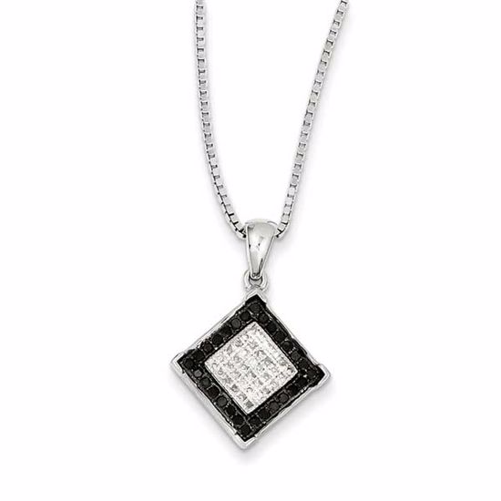 QP2331 White Night Sterling Silver Black & White Diamond Pendant Necklace