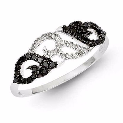 QR5449-7 White Night Sterling Silver Black & White Diamond Ring