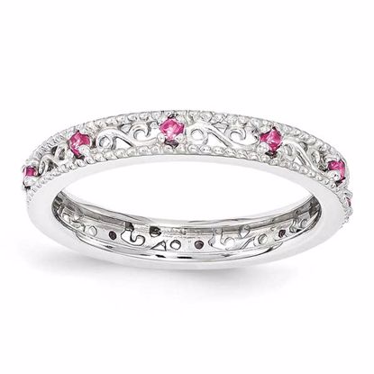 QSK1491-10 Stackable Expressions Sterling Silver Stackable Expressions Created Pink Sapphire Ring