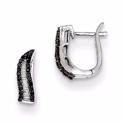QE7838 Closeouts Sterling Silver Black and White Diamond Post Earrings