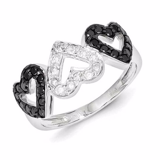 QR5358-8 White Night Sterling Silver Black & White Diamond Ring