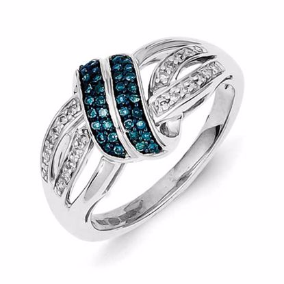 QR5252-7 White Night Sterling Silver White & Blue Diamond Ring