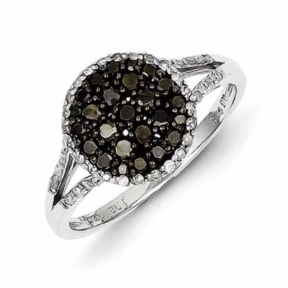 QR2969-6 White Night Sterling Silver Black & White Diamond Ring