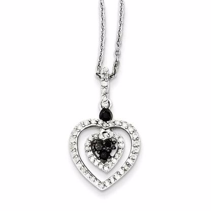 QP2187 White Night Sterling Silver Black & White Diamond Pendant