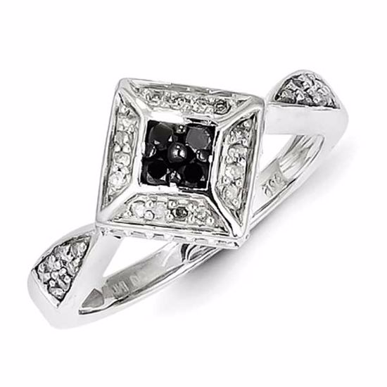 QR5405-8 White Night Sterling Silver Black & White Diamond Ring