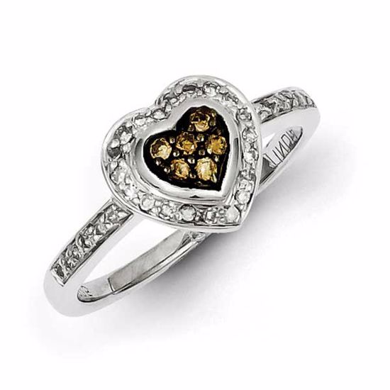 QR5145-6 White Night Sterling Silver Champagne Diamond Small Heart Ring