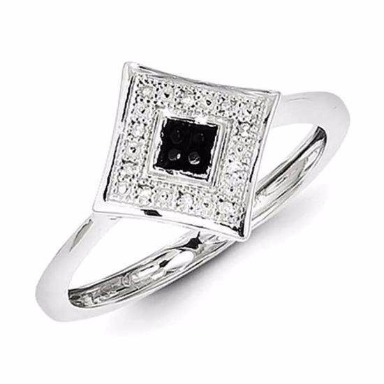 QR5401-6 White Night Sterling Silver Black and White Diamond Ring