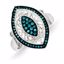 QR5205-8 White Night Sterling Silver White & Blue Diamond Ring