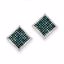 QE10780 White Night Sterling Silver Blue and White Diamond  Square Post Earrings