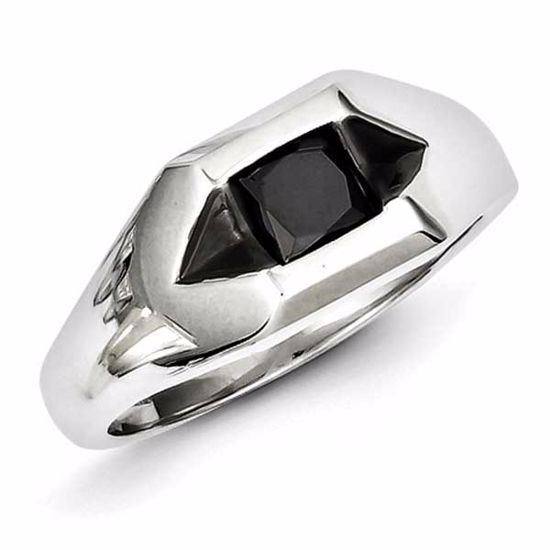 QR5540-10 White Night Sterling Silver Black Rhodium And Black Diamond Mens Ring