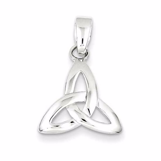 QP2612 Celtic Sterling Silver Rhodium Plated Trinity Pendant