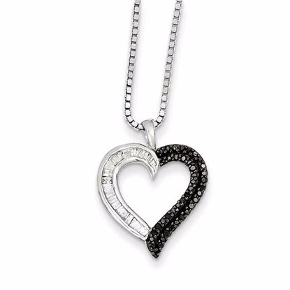QP2290 White Night Sterling Silver Black and White Diamond Heart Pendant