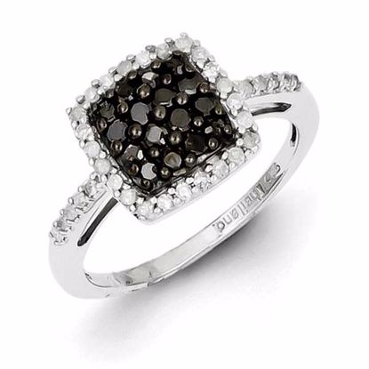 QR2991-6 White Night Sterling Silver Black & White Diamond Ring