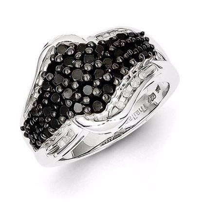 QR3100-6 White Night Sterling Silver Black & White Diamond Ring