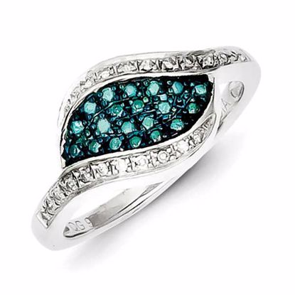 QR5305-6 White Night Sterling Silver Blue Diamond Fancy Marquise Ring