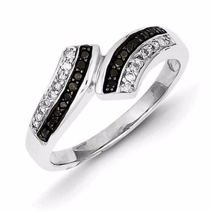 QR3343-8 White Night Sterling Silver Black & White Diamond Ring