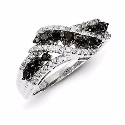 QR2990-6 White Night Sterling Silver Black & White Diamond Ring