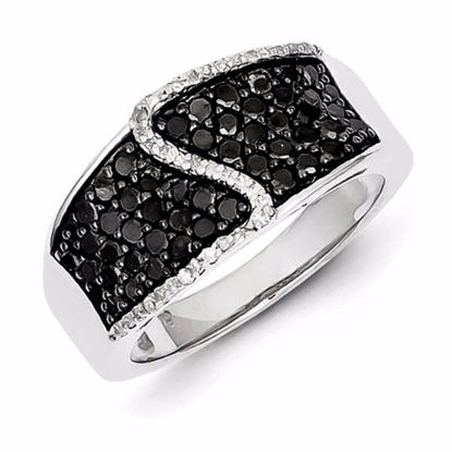 QR2976-8 White Night Sterling Silver Black & White Diamond Ring