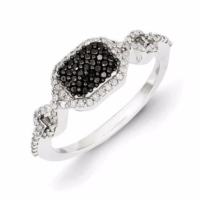 QR5408-6 White Night Sterling Silver Black and White Diamond Ring