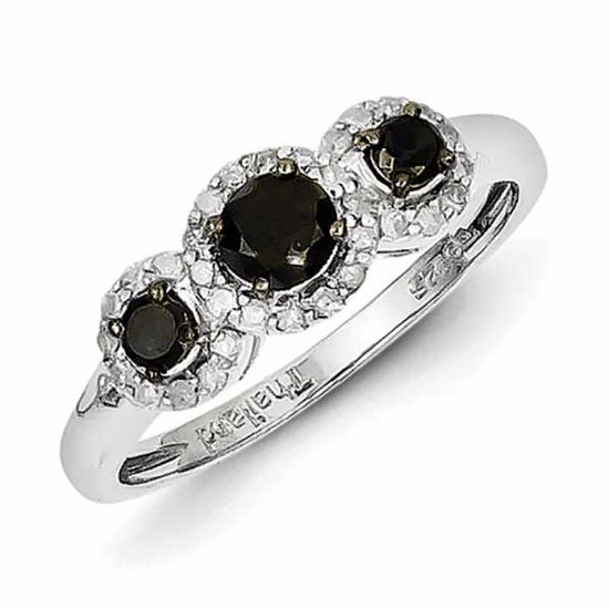 QR2964-6 White Night Sterling Silver Black & White Diamond Ring