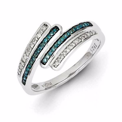 QR5317-6 White Night Sterling Silver Blue and White Diamond Ring