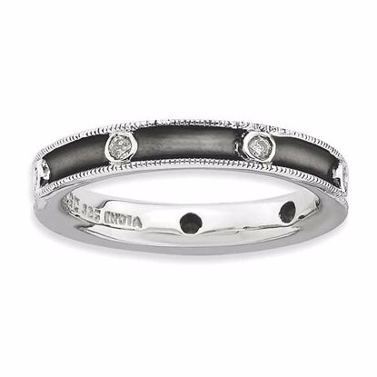 QSK650-8 Stackable Expressions Sterling Silver Stackable Expressions Polished Diamond Antiqued Ring