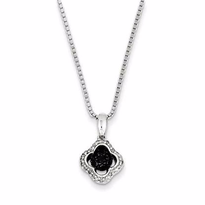 QP3817 Closeouts Sterling Silver Rhodium Plated Black & White Diamond Pendant