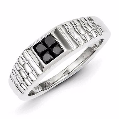 QR5475-9 Closeouts Sterling Silver Composite Black Diamond Mens Ring