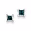 QE10764 White Night Sterling Silver Blue Princess Cut Diamond Post Earrings