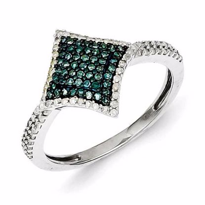 QR5234-8 White Night Sterling Silver Blue and White Diamond Ring