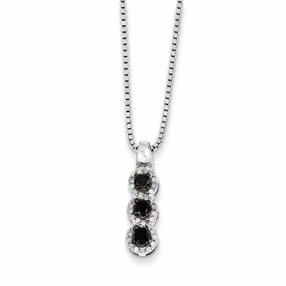 QP2178 White Night Sterling Silver Black & White Diamond Pendant Necklace