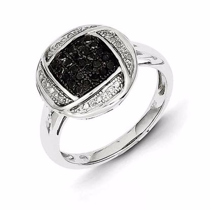 QR3289-6 White Night Sterling Silver Black & White Diamond Ring