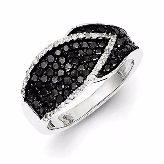 QR2974-6 White Night Sterling Silver Black & White Diamond Ring