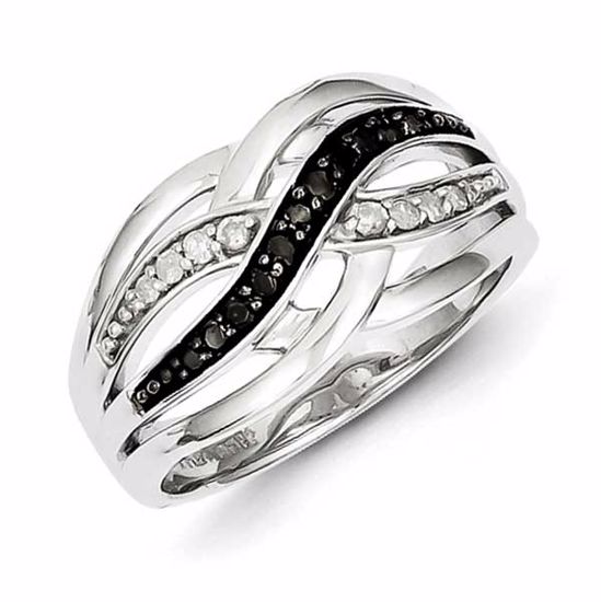 QR3022-6 White Night Sterling Silver Black & White Diamond Ring