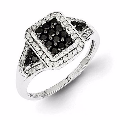 QR3018-7 White Night Sterling Silver Black & White Diamond Ring