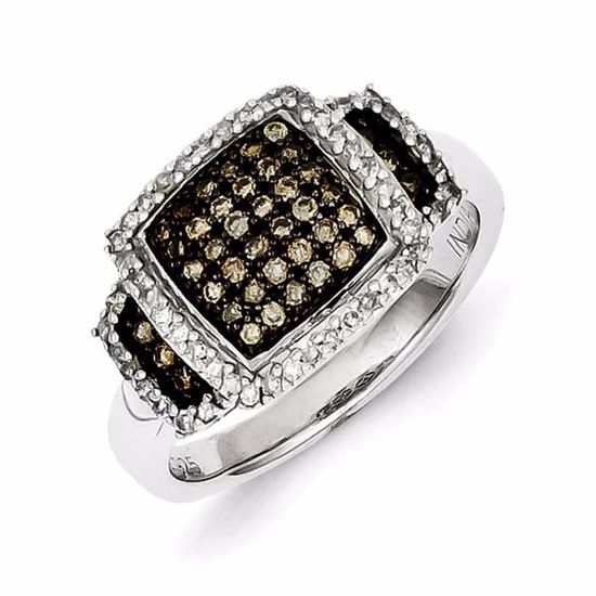 QR5138-8 White Night Sterling Silver Champagne Diamond Square Ring