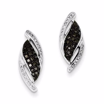 QE10896 Closeouts Sterling Silver Black & White Diamond Post Earrings
